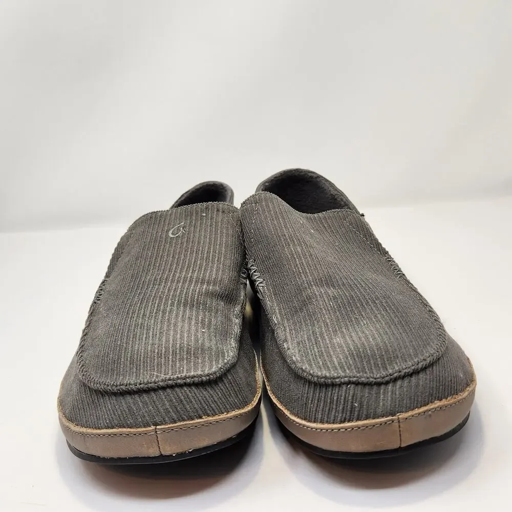 Olukai Moloa Ie Olive Green Courduroy Slippers Men Size 11 Leisure House Shoes